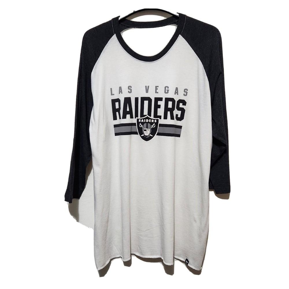 47 Brand Las Vegas Raiders  Women's  Off White Black Reglan T-Shirt C03-0231